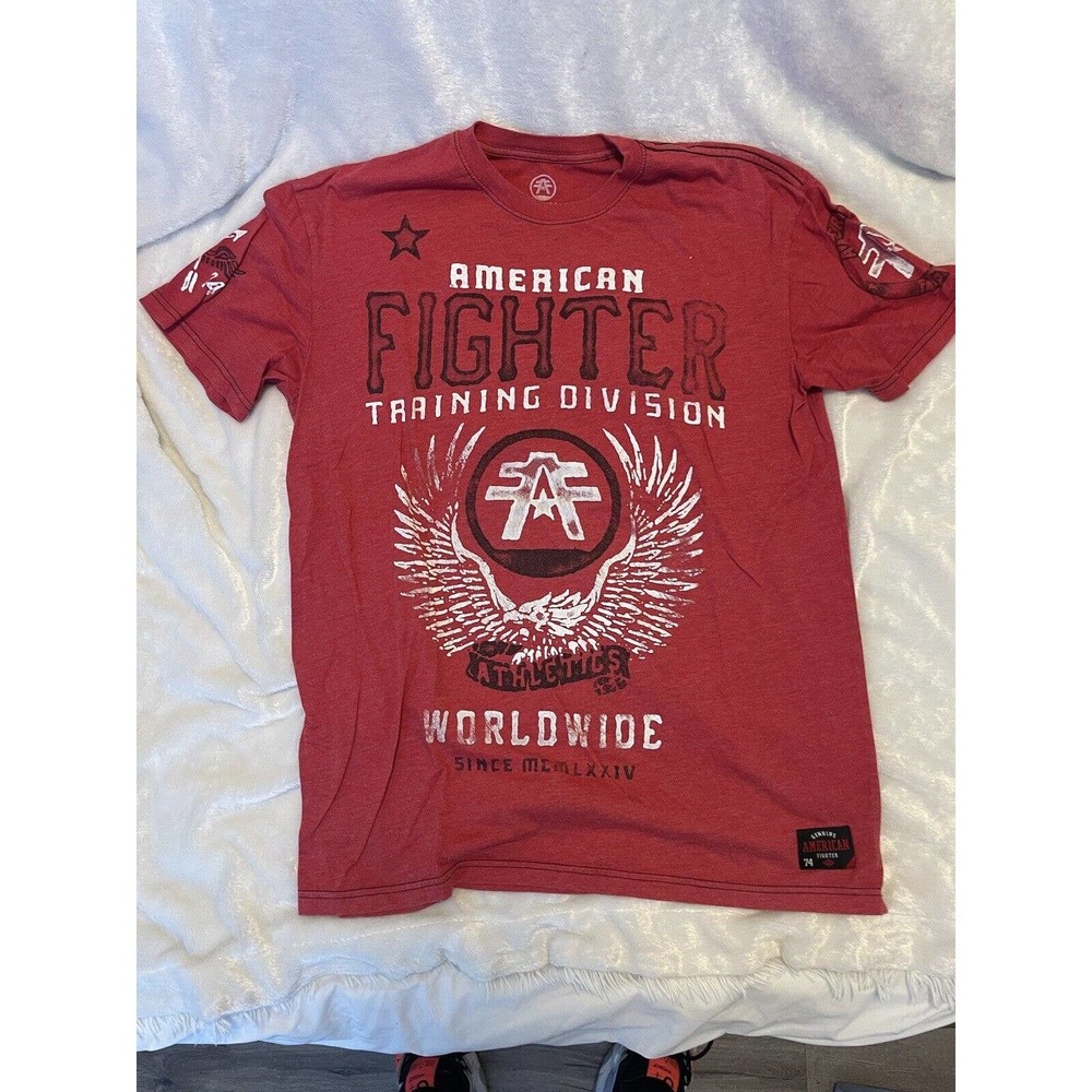 American Fighter AOP Red White MMA T Shirt XL Athletic Fit
